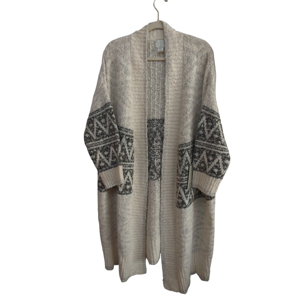 Joie Open Front Cardigan‎ Sweater Womens 1X Long Line Duster Chunky Knit New